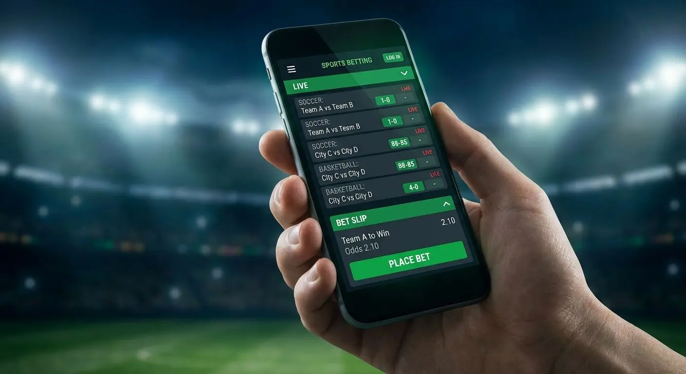 App de apostas esportivas BETESPORTE aberto em smartphone com cupom de apostas