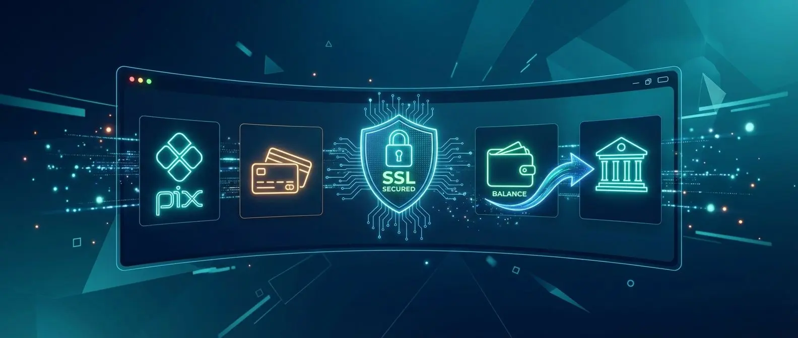 Banner ilustrando pagamentos na BETesporte com ícones de Pix, cartão e cadeado de segurança