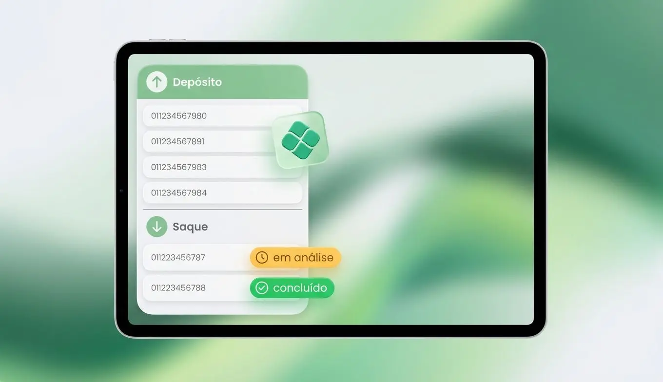 Tela de carteira da Betesporte com depósitos, saques e status de transações em destaque