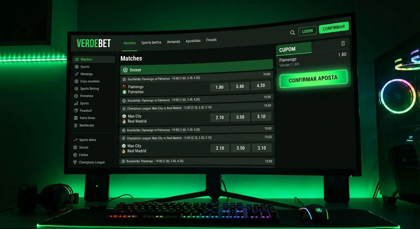 Tela com evento esportivo, mercados selecionados e cupom de aposta pronto para confirmação