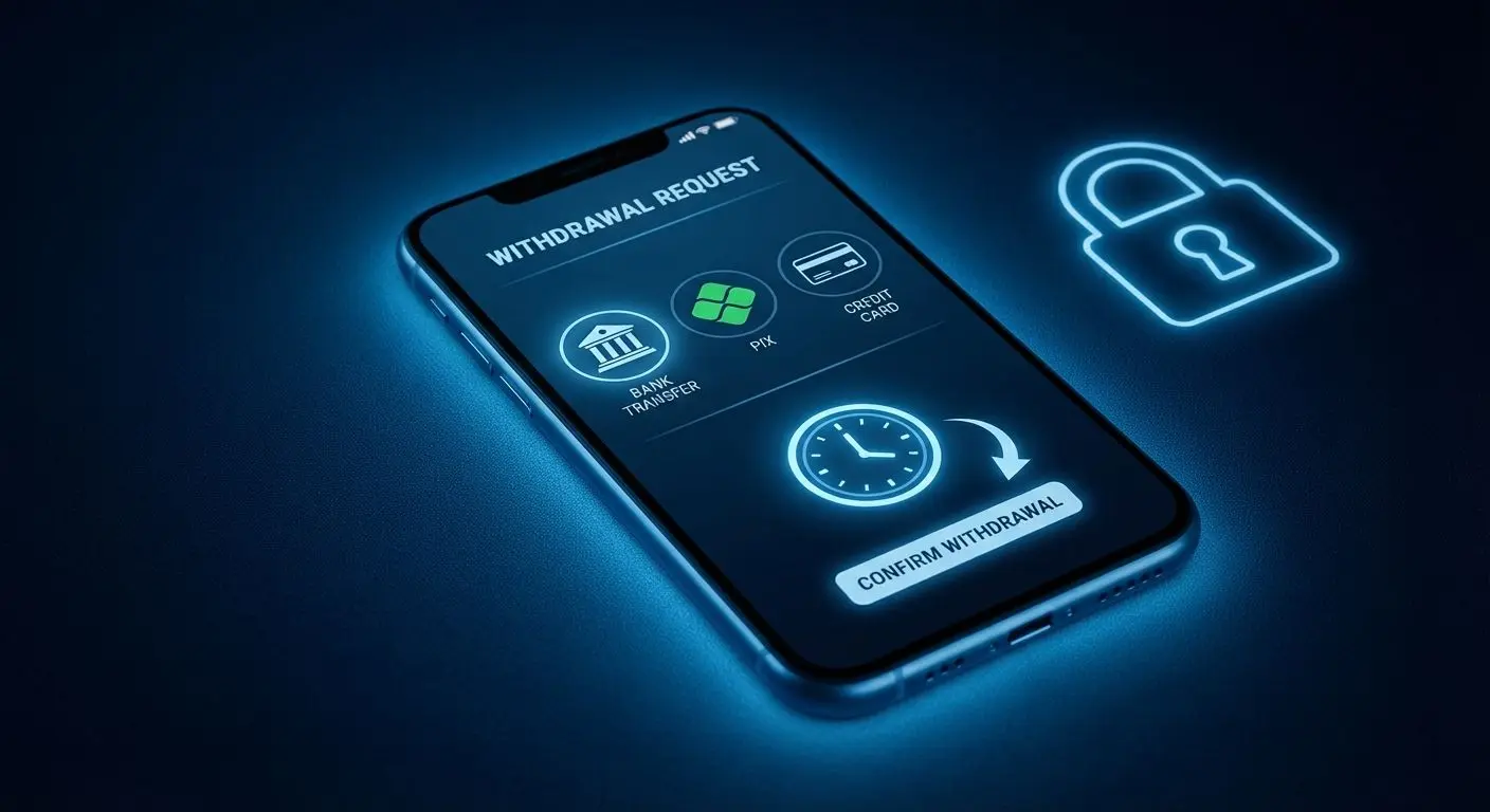 Ilustração de métodos de pagamento online com destaque para depósitos e saques
