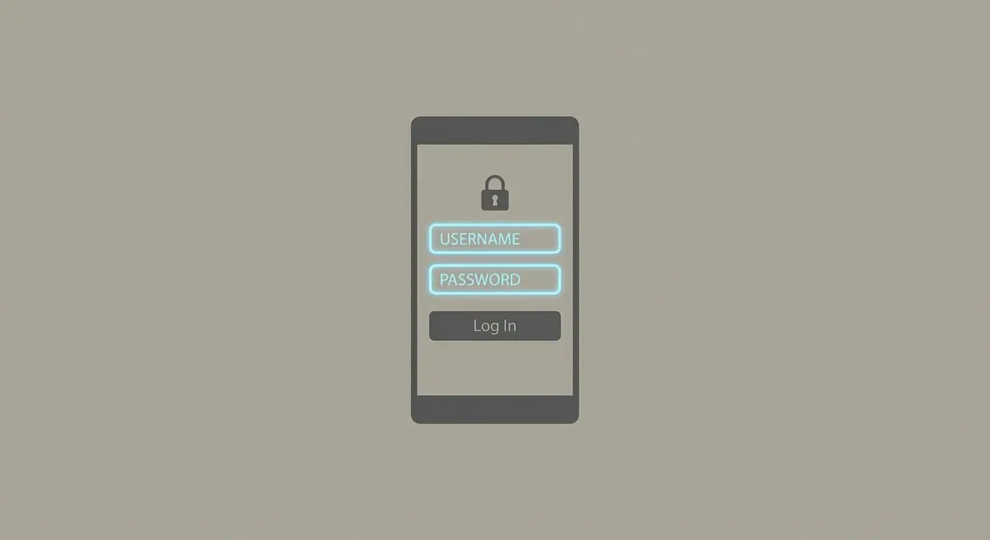 Ilustração de tela de login simples em celular