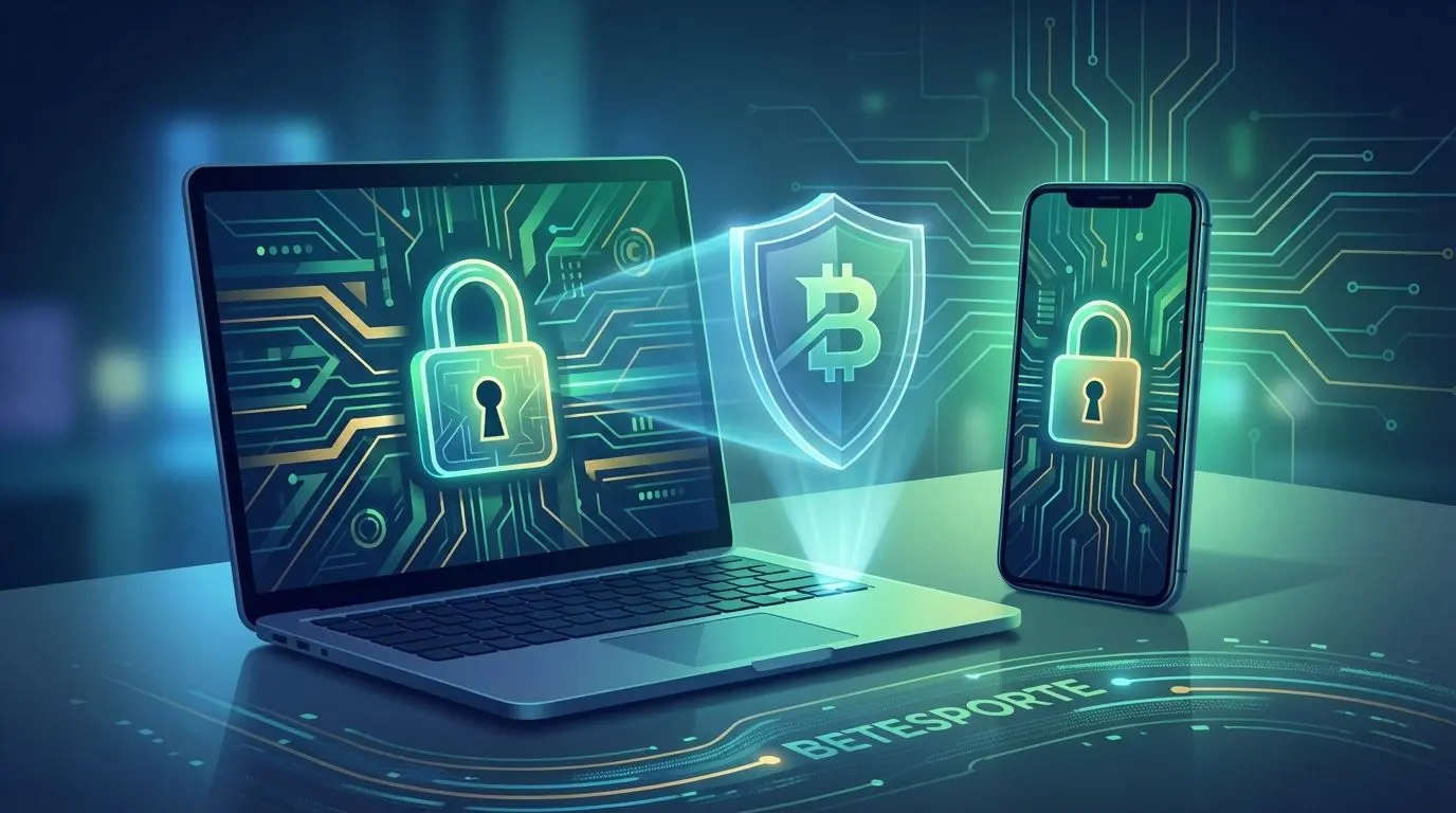 Ilustração de segurança digital com cadeado em dispositivos conectados